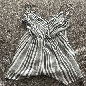 Blue and White Striped Romper